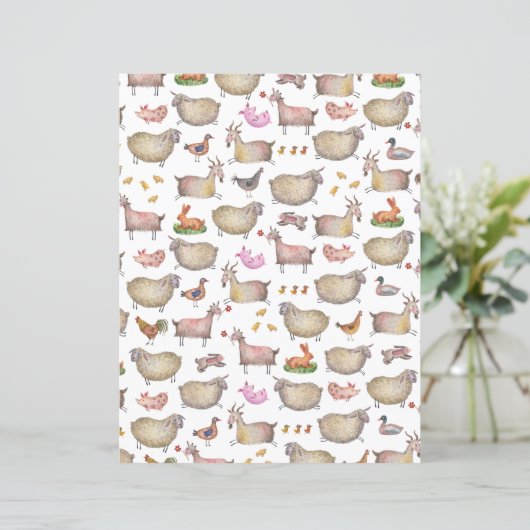 かわいいウオーターカラーファーム納屋の動物パターン (スタンド正面)