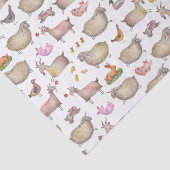 かわいいウオーターカラーファーム納屋の動物パターン 薄葉紙 (詳細)