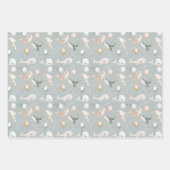 かわいいウオーターカラーホエールイルカとパステルバルーン ラッピングペーパーシート (正面3)