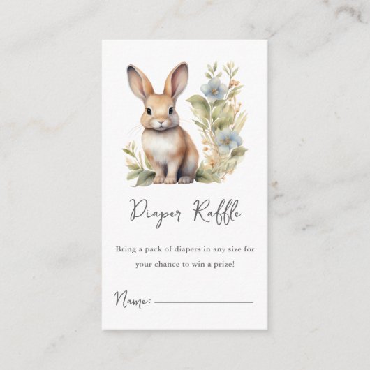 かわいいウサギおむつラッフルベビーシャワー エンクロージャーカード (正面)