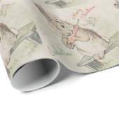 かわいいウサギかバニーの子供へクリスマスのギフト ラッピングペーパー (ロールコーナー)