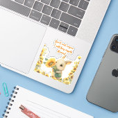 かわいいウサギがひまわりを持っている | ビニールステッカー シール (ノートパソコンとiPhone)
