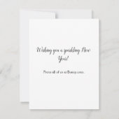 かわいいウサギがシャンパンで新年を祝う ノートカード (裏面)