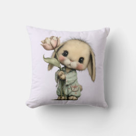 かわいいウサギがチューリップを持っている クッション