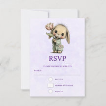 かわいいウサギがチューリップを持っている