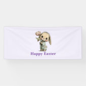 かわいいウサギがチューリップを持つイースター 横断幕 (横)