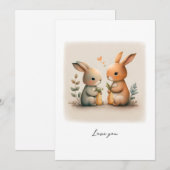 かわいいウサギがニンジンを抱えたカード サンキューカード (正面/裏面)