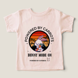 かわいいウサギがニンジンを抱えたレトロな夕焼けTシャツ