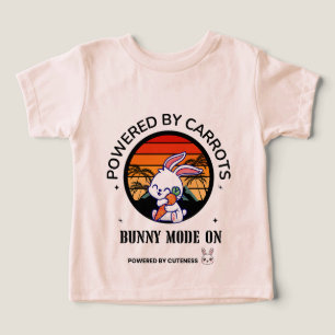 かわいいウサギがニンジンを抱えたレトロな夕焼けTシャツ