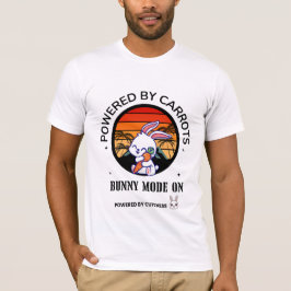 かわいいウサギがニンジンを抱えたレトロな夕焼けTシャツ Tシャツ