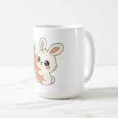 かわいいウサギがニンジンを抱えた陶器マグ コーヒーマグカップ (正面右)