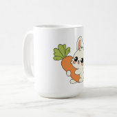 かわいいウサギがニンジンを抱えた陶器マグ コーヒーマグカップ (正面左)
