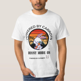かわいいウサギがニンジンを抱えるレトロな夕焼けTシャツ Tシャツ