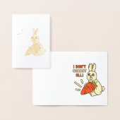 かわいいウサギがニンジンを抱える 箔カード (ディスプレー)