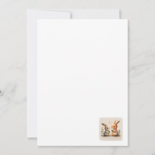 かわいいウサギがニンジンを持ったカード サンキューカード (裏面)