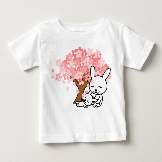 かわいいウサギがベビー用Tシャツをプリント ベビーTシャツ (正面)