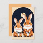 かわいいウサギが二人 サンキューカード (正面/裏面)