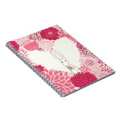 かわいいウサギが付いているロマンチックな花の背景 ノートブック (右側)