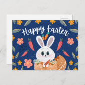 かわいいウサギが卵から出てくる「ハッピーイースター」春の装飾 シーズンポストカード (正面/裏面)
