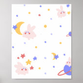 かわいいウサギが月を仰ぐ ポスター (正面)