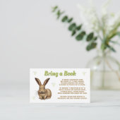 かわいいウサギが本の赤ちゃんシャワーを持参 エンクロージャーカード (スタンド正面)