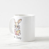 かわいいウサギが本を読む オーダーメイド コーヒーマグカップ (正面左)