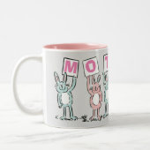 かわいいウサギたちのお母さんおもしろいへの贈り物 ツートーンマグカップ (左)