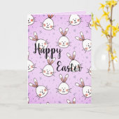 かわいいウサギとおしゃれなイースターカードをぬり絵に  カード (黄色い花)