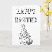 かわいいウサギとおしゃれなイースターカードをぬり絵に カード (黄色い花)