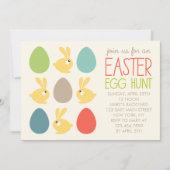 かわいいウサギとイースターエッグ イースターパーティーの招待状 招待状 (正面)
