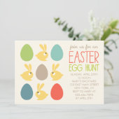 かわいいウサギとイースターエッグ イースターパーティーの招待状 招待状 (スタンド正面)