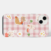 かわいいウサギとクマのiPhone 14 Proケース – iPhoneケース (裏面横)