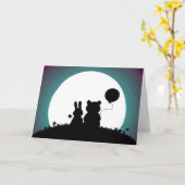 かわいいウサギとクマ結婚のグリーティングカード カード (黄色い花)