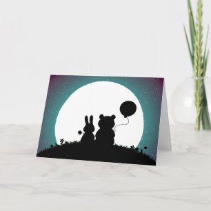 かわいいウサギとクマ結婚のグリーティングカード カード