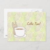 かわいいウサギとコーヒータイム ポストカード (正面/裏面)