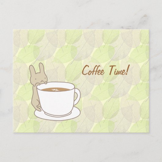 かわいいウサギとコーヒータイム ポストカード (正面)