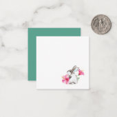 かわいいウサギとトロピカル フローラル ノートカード (正面/裏面インサイチュ)