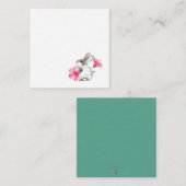 かわいいウサギとトロピカル フローラル ノートカード (正面/裏面)