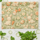 かわいいウサギとニンジンのコテージ柄 (2) キッチンタオル (折り畳み)