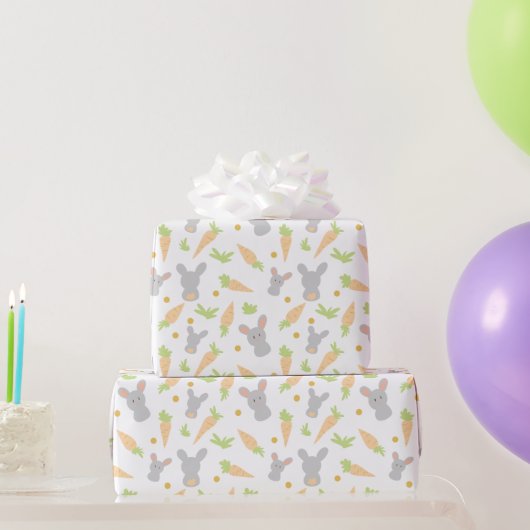 かわいいウサギとニンジンの復活祭ギフト ラッピングペーパー (パーティーギフト)