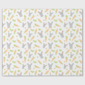 かわいいウサギとニンジンの復活祭ギフト ラッピングペーパー (フラット)