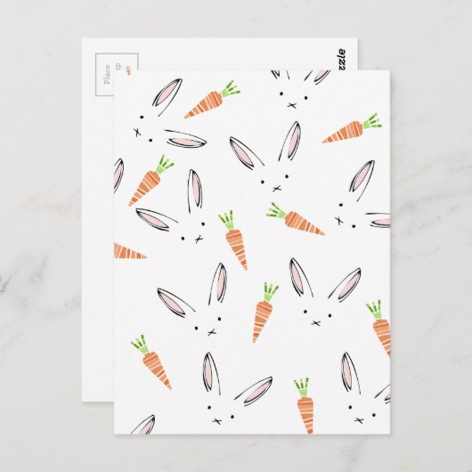 かわいいウサギとニンジン ポストカード (正面/裏面)