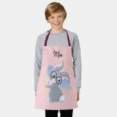 かわいいウサギとメガネパーソナライズされたの名前エプロン エプロン (着用した状態)