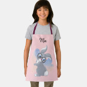 かわいいウサギとメガネパーソナライズされたの名前エプロン エプロン (インサイチュ)