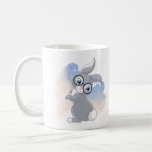 かわいいウサギとメガネ コーヒーマグカップ