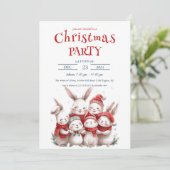 かわいいウサギと冬のクリスマスパーティー 招待状 (スタンド正面)
