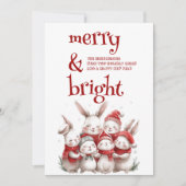 かわいいウサギと冬メリーと明るい シーズンカード (正面)