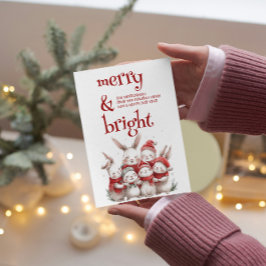 かわいいウサギと冬メリーと明るい シーズンカード