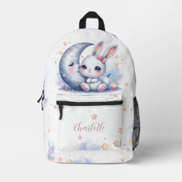 かわいいウサギと子供のための月 プリントバックパック
