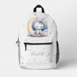 かわいいウサギと子供のための月 プリントバックパック
